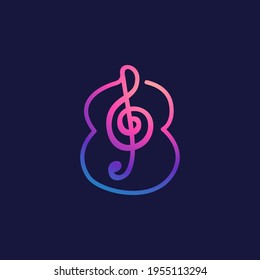 Number eight logo with musical note. Vector line icon for Audio company, Sound media magazine, Singer and DJ poster.