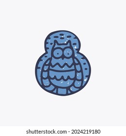 Number eight logo with an owl in the Nordic folk art style in the background. Scandinavian font for Christmas cards, retro posters, historical banners, cute decorative prints on T-shirts.
