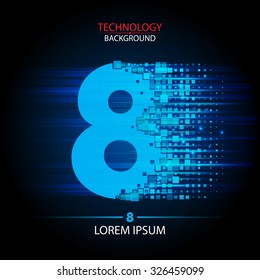 Number eight logo vector technology design