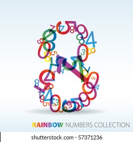 Number eight made from colorful numbers -  check my portfolio for other numbers