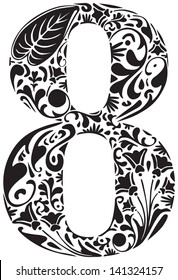Number eight made of floral elements