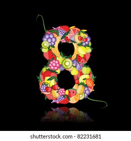 Number eight made from fruits. See others in my gallery