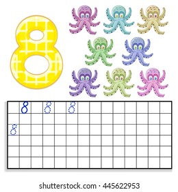 Number with eight octopus