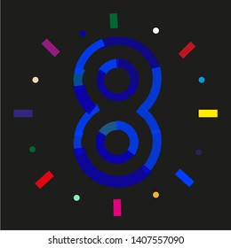 Number eight on modern black background	
