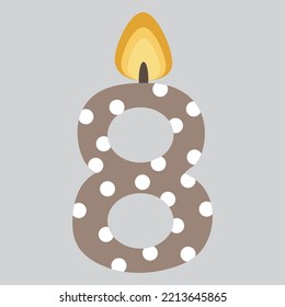 Number eight polka dot brown with candle