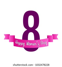 Number eight with a ribbon. Happy women day
