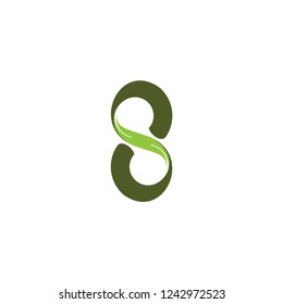 Number Eight or S letter with leaf logo