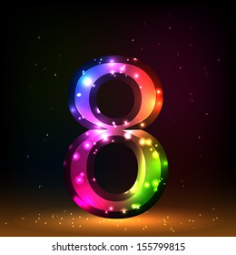 Number eight. Salute- vector isolated on black background