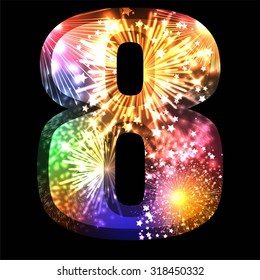 Number eight. Salute- vector isolated on black background