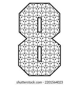 Number Eight With Soccer Ball Pattern Vector Illustration. Number 8 With Football Ball Pattern Isolated On A White Background
