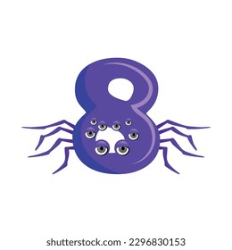 number eight, spider, Vector Illustration of Set of Numbers Monster.