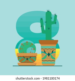 The number eight and succulents