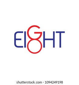 Number EIGHT text logo design vector