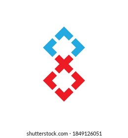 Number Eight with two square logo design vector