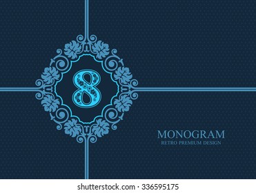 Number Eight Typographic design elements, Calligraphic graceful template, Elegant line art logo, Business sign for Royalty, Boutique, Restaurant, Cafe, Hotel, Heraldic, Jewelry, Wine