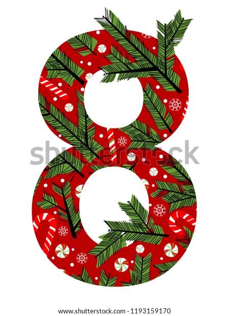 Number eight . Vector Design Background.\
Illustration of a Christmas\
style.