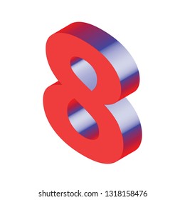 İsometric number eight. Vector illustration