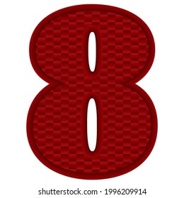 Number Eight Vector Illustration. Red Number 8 With Abstract Pattern Isolated On A White Background
