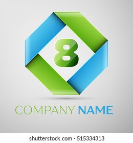 Number eight vector logo symbol in the colorful rhombus. Vector template for your design