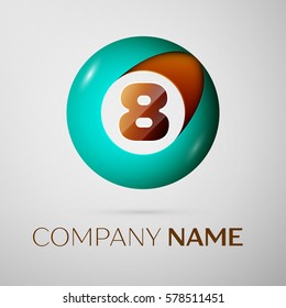 Number eight vector logo symbol in the colorful circle on grey background. Vector template for your design