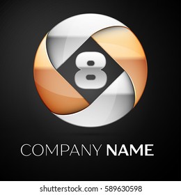 Number eight vector logo symbol in the colorful circle on black background. Vector template for your design