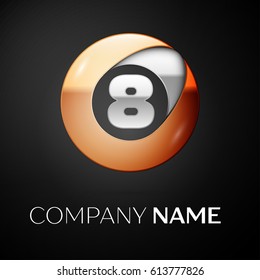 Number eight vector logo symbol in the colorful circle on black background. Vector template for your design