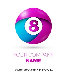 Number eight vector logo symbol in the colorful circle on white background. Vector template for your design
