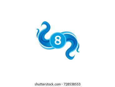 number eight and water
