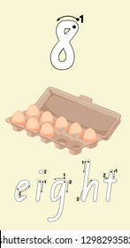 Number eight writing guide illustration