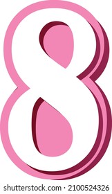 number eight written in 3D on a white background. 8