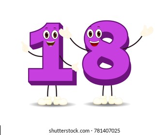 Number Eighteen - Cartoon Vector Image