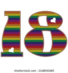 Number Eighteen Rainbow Lgbt Pattern Number Stock Vector (Royalty Free ...