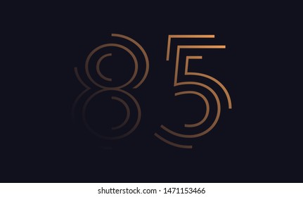 Number eighty / 85 vector font alphabet, modern dynamic luxury flat design for your unique elements design ; logo, corporate identity, application, creative poster & more 