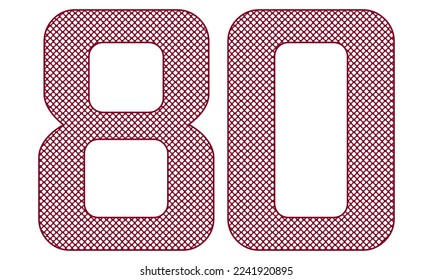 Number Eighty With Abstract Pattern Vector Illustration. Number 80 Isolated On A White Background
