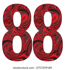 Number Eighty Eight With Abstract Black And Red Pattern