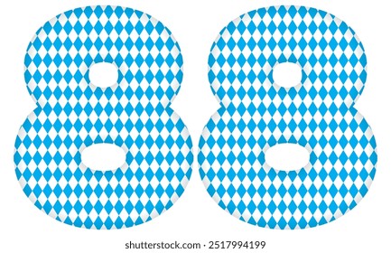 Number Eighty Eight With Bavarian Oktoberfest Seamless Pattern Vector Illustration. Number 88 Isolated On A White Background
