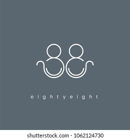 Number eighty eight, Digit 88 Logo Icon vector template.
