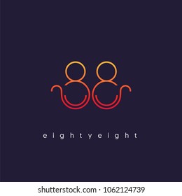 Number eighty eight, Digit 88 Logo Icon vector template.