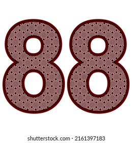 Number Eighty Eight With Islamic Pattern Vector Illustration. Number 88 With Arabic Pattern Isolated On A White Background
