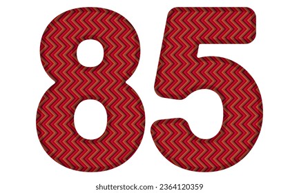 Number Eighty Five With Abstract Geometric Pattern. Number 85 Isolated On A White Background