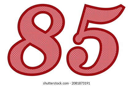 Number Eighty Five With Square Pattern Vector Illustration. Number 85 With Square Texture Isolated On A White Background
