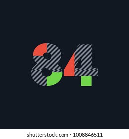 Number eighty four 84 Logo Icon, filled with line pattern. Vector 

