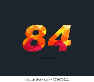 Number eighty four 84 Logo Icon, filled with geometric pattern. polygon letter. Vector Element.
