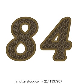 Number Eighty Four With Arabian Style Arabesque Pattern Eastern Ethnic Ornament. Number 84 Isolated On A White Background
