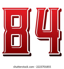 Number Eighty Four Vector Illustration. Number 84 Isolated On A White Background
