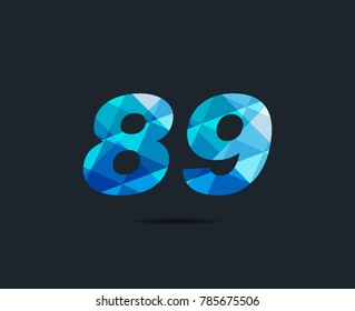 Number eighty nine 89 Logo Icon, filled with geometric pattern. polygon letter. Vector Element.
