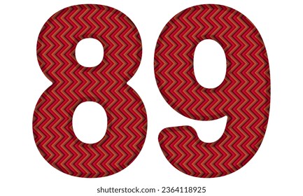 Number Eighty Nine With Abstract Geometric Pattern. Number 89 Isolated On A White Background