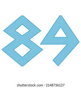 Number Eighty Nine With Greek Or Roman Ancient Font. Blue Number 89 With Traditional Greek Ornament
