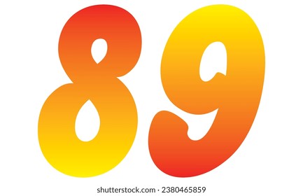 Number Eighty Nine Isolated On A White Background. Number 89 Vector Illustration