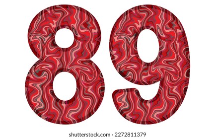 Number Eighty Nine With Liquid Marble Texture Vector Illustration. Number 89 Isolated On A White Background
